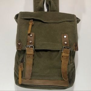 TSD Brand Canvas and Leather Backpack